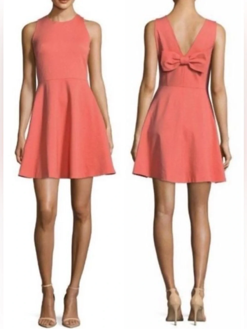 NWT Kate Spade Ponte Bow Dress Coral Pink Watermelon Sz 10